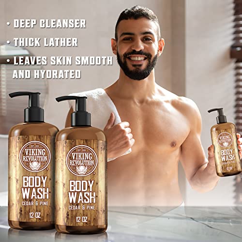 Viking Revolution Men's Body Wash - Cedar And Pine Oil Body Wash For Men - Mens Natural Body Wash With Vitamin E And Oregano Oil - Mens Shower Gel Liquid Soap - Cedar Oil Mens Bodywash (2 Pack, 12Oz) #TOP3