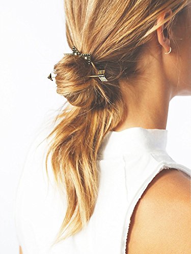 DOOPOOTOO Metal Long Arrow Round Hoop Set Pierced Barrette Hair Fork Stick Slide Tuck Comb Clip Shawl Scarf Pin Brooch Hairpin Styling Ponytail Holder Bun Maker Tool Accessories GIFT