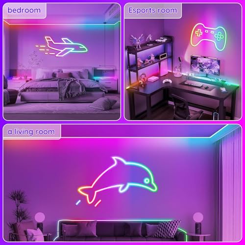 Image of 5 Meter Smart RGB Neon LED Strip Lights with App & Remote | Music Sync Rope Light for Room, Gaming, Party, Diwali & Home Decoration (16.4 Feet Multicolor)