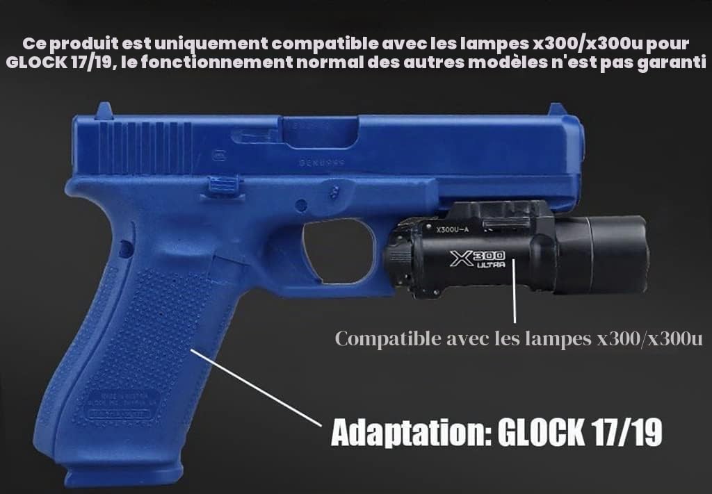 Zhongren Étui tactique pour airsoft G17/19 compatible avec les lumières X300/X300U à libération rapide QLS - Adaptateur de jambe - Carénage de jambe - Accessoires militaires de chasse et d'airsoft