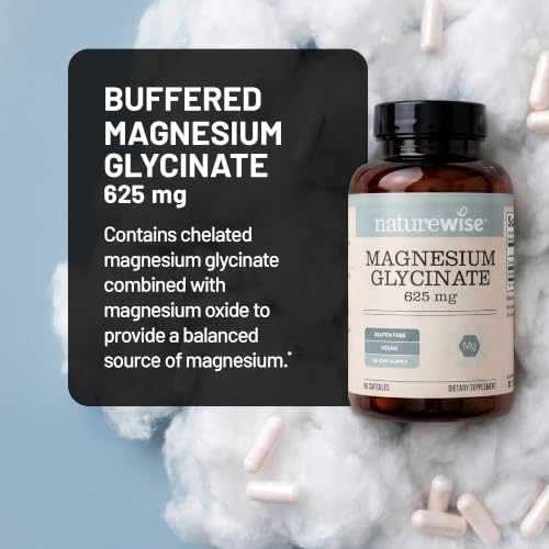 NatureWise Magnesium Glycinate 625mg, Sleep & Muscle Support, 90 Capsules - image 4
