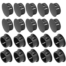 Murtenze 30 Pcs 22mm 7/8" Black Hole Plugs, Plastic Flush Type Panel Plugs Fastener Cover, Round Plastic Snap in Locking Tubing Plug for Kitchen Cabinet Furniture