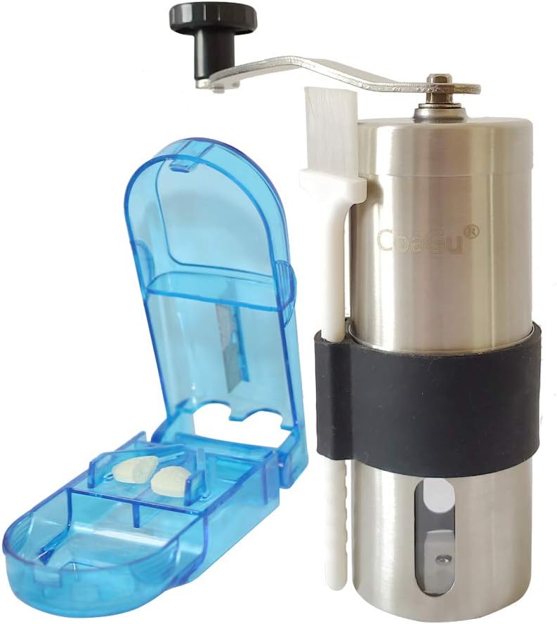 CoaGu 2-Pack Pill Crusher: Grind Aspirins and Vitamins to a Fine Powder with Adjustable Fitting and Cutter