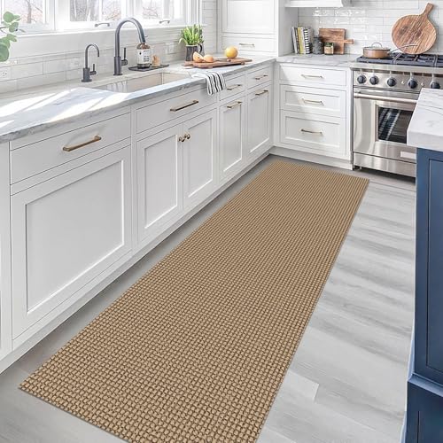 KOZYFLY Boho Runners for Hallways 2x7 ft Washable Kitchen Runner Non Slip Rubber Backed Hall Runners Cotton Entryway Runner Rugs Floor Carpet for Indoor Backdoor Bedroom Kitchen, Tan/Orange/Brown