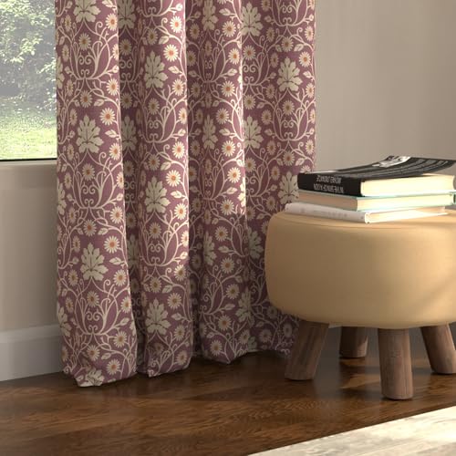 Image of Urban Space Blackout Curtains 5 Feet Set of 2 for Window, 80-85% Light Blocking Curtains for Living Room, Digital Printed Curtains with Eyelets, Tieback Included (Mystic Wine, 5 Feet)