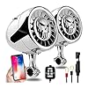5 inch waterdicht ATV/UTV/RZR Motorfiets Bluetooth-luidspreker Heavy Duty Bass Boat Au-Dio-systeem met AUX MP3 USB,Bluetooth-luidsprekers (Color : Chrome, Size : M)
