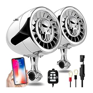 5 inch waterdicht ATV/UTV/RZR Motorfiets Bluetooth-luidspreker Heavy Duty Bass Boat Au-Dio-systeem met AUX MP3 USB,Bluetooth-luidsprekers (Color : Chrome, Size : M)