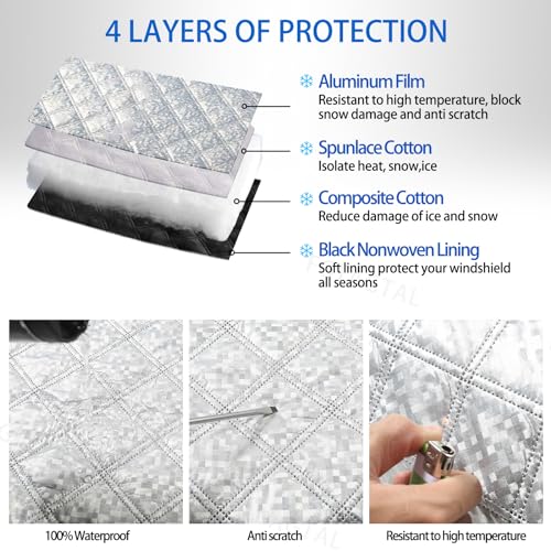 Image of Windshield Snow Cover Fit for Ford Ranger Maverick 2022-2024, Front Windshield Cover for Ice and Snow, Auto Extra Thick Windshield Ice Cover Protects Windshield from Rain, Sun, Frost