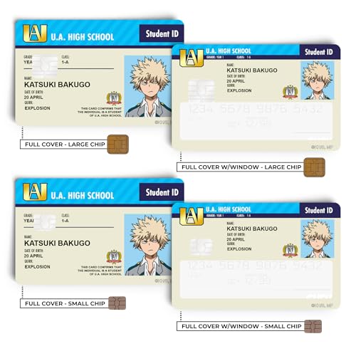 Student ID Katsuki Bakugo Credit Card Skin Debit Card Stickers for Key, Debit, Credit, Bank Card 4PCS Card Skin for Adults2