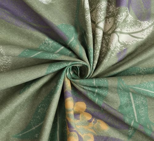 Image of KAWI Single Bedsheet Elastic Fitted (72 inchX 48 inch Size Mattress) Soft Glace Cotton Single Bed Size with 1 Pillow Cover - Green Patta Floral Colour