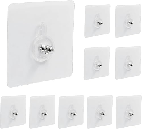 Miniatura 7 de Hitefu 10 ganchos autoadhesivos sin clavos, ganchos de pared resistentes para colgar, adhesivos sin tornillos para montaje en pared, ganchos