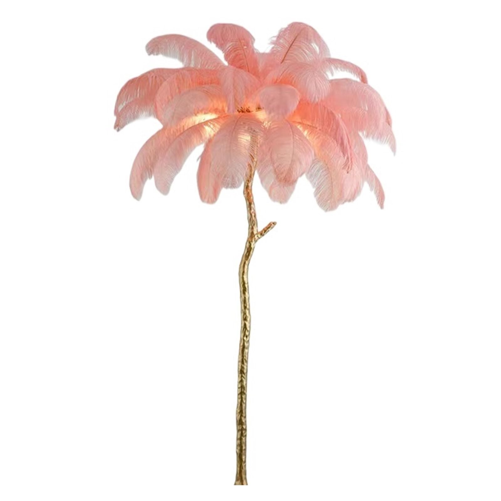 Feather Floor Lamp Living Room Bedroom Light Luxury Ostrich Ins Decorative Atmosphere Table Elegant Luxurious(Warm Light,Pink)