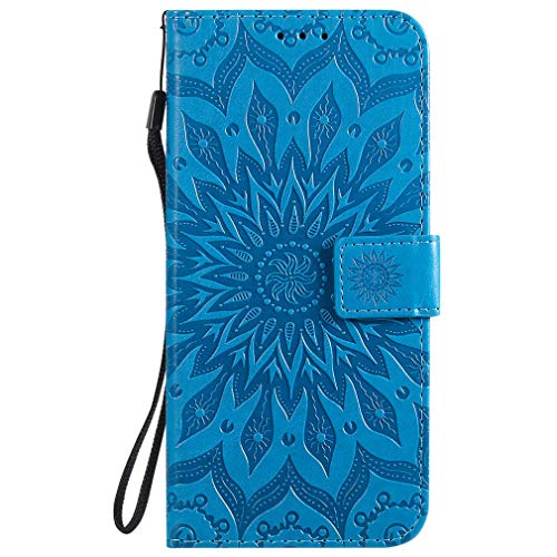 CHcase Cover per Xiaomi Mi 10 / Mi 10 Pro Custodia Portafoglio a Libro in Pelle Flip Cover con Porta Carte, Chiusura Magnetica Case Antiurto Bumper Fiore Girasole per Xiaomi Mi 10 / Mi 10 Pro - Blu