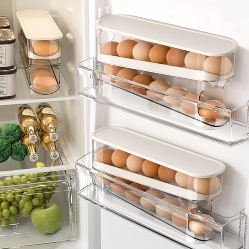 Auto Rolling Egg Holder for Fridge, Egg Dispenser/Organizer/Storage/Container with Lid for Refrigerator, Sturdy and Durable Space-Saving Egg Tray for 12 Large Eggs - Image 5