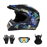Motorcross Helmet, Off-Road Mountain Bike Helmet, Youth Motorcycle Helmet, Unisex Full-face Helmet ,