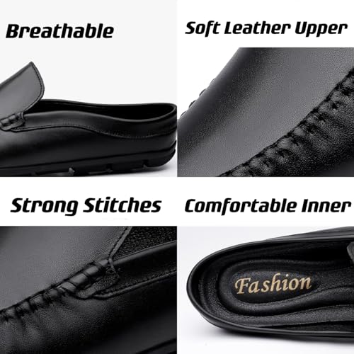 FOTN Kelibasi Mens Handmade Leather Slip-On Mules Comfortable Soft Backless Slippers Summer Casual Walking Driving Sandals Half Loafers3