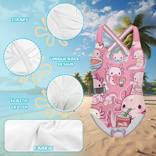 Image of Girls Swimsuit Criss Cross Back 1-Piece Summer Beach Swiwmear