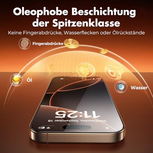 UNBREAKcable Bildschirmschutz für iPhone 16 Pro - 3er Pack, Doppelte bruchsichere HD-Gehärtetes Glas [Vollständige Abdeckung] [Einfache… – Ansicht 3