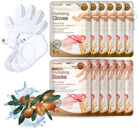 Epielle Hydrating Hand & Foot Masks (Glove & Socks 12pk) for Dry Hand, Dry & Cracked Heel | Spa Day | Shea Butter + Jojoba Oil + Vitamin E, Beauty Mothers Day Gifts Epielle Hydrating Hand & Foot Masks (Glove & Socks 12pk) for Dry Hand, Dry & Cracked Heel | Spa Day | Shea Butter + Jojoba Oil + Vitamin E, Beauty Mothers Day Gifts