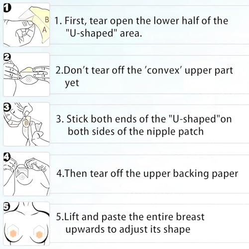 10 PCS Boob Tape,Breast Lift Tape for Large Breasts,Invisible Boobtape for A-D Cup3