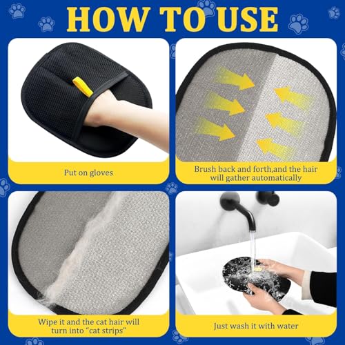 2 Stück Fell Magnet Handschuh, Fellmagnet Handschuh Katzenhaare für Hunde & Katzen, Tierhaarentferner Bürste, Pet Hair Remover, Antistatische Handschuhe Doppelseitige, Double Sided Grooming Glove (B)