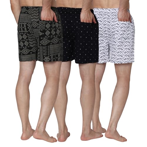 Image of Urban Scottish Ultra-Comfortable Men's Boxer Pants (Pack of 3) - 100% Cotton Material with A Stylish Print - Soft and Stretchy Elastic Waist Band - Dynamic Movement and Hardwearing Stitching