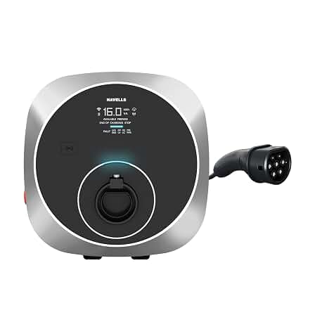 Havells 11 kW MotrON GT Smart EV Charger with Display |2m & 5m Output TPU Cable|Wi‑Fi, GSM, LAN, 4G, RFID|Type-2|OCPP 1.6, ARAI, IEC|IP66, IK10 & UV Safe |10+ Electrical Safety Features|2 Yr Warranty