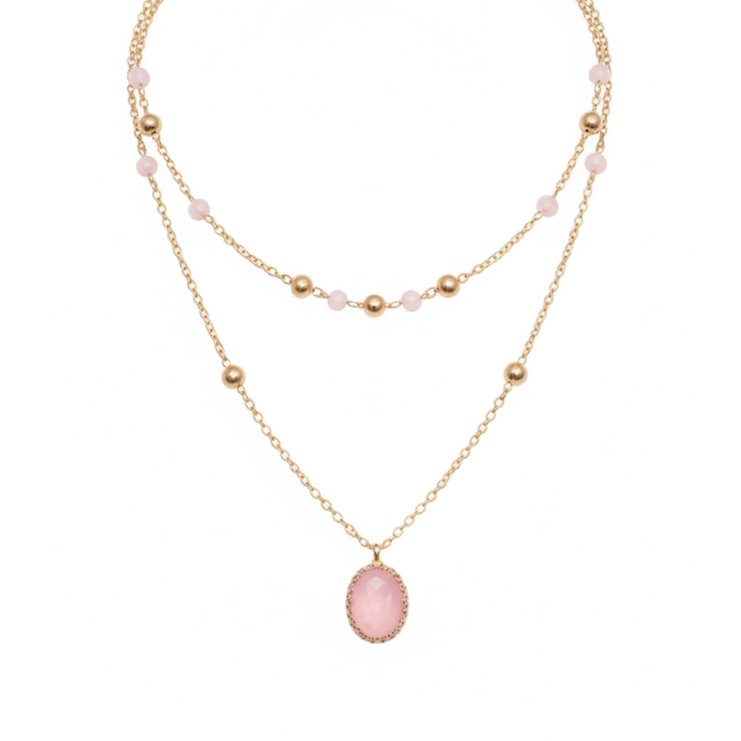BY EVERSTYLISH | Gold & Pink Embellished Layered Necklace for Women | Stylish Choker Style | Anti-Tarnish Coating | Lightweight Adjustable Fashion Jewelry-image-44