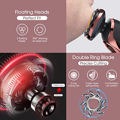 Men's Electric Shaver Razor, 4-In-1 Dry Wet Waterproof Rotary Men's Face Razor, Cordless Face Shaver With Usb Charge Station Nose Trimmer Sideburns Trimmer Face Cleaning Brush Gift For Dad Boyfriend #TOP4