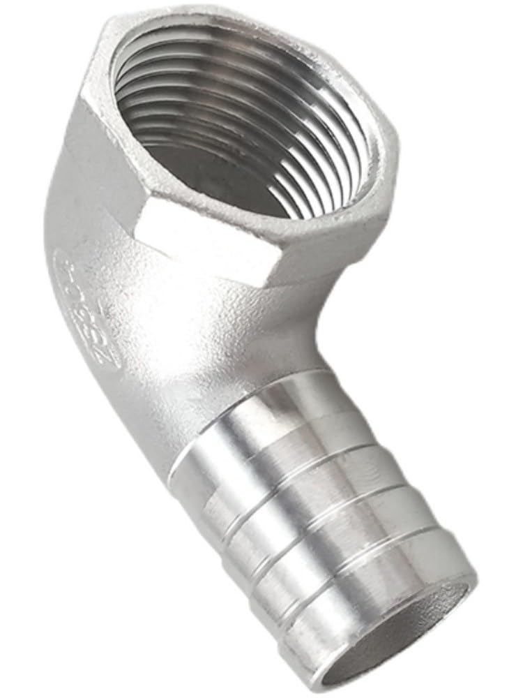 Raccord pour tuyau d'arrosage， 1/4" 3/8" 1/2" 3/4" 1" BSPT Female x 15mm20mm25mm32mm Hose Barb Hosetail Elbow 90 Degree Connector SS304 Stainless(DN20 x Barb 20mm)