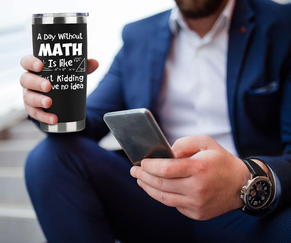 Math Teacher Gift 20oz Black Math Travel Tumbler Gifts For Teacher Women Men From Student Graduation Appreciation Presents Math Classroom Decorations For Teachers Cup Gift Set With Lid Straw - Image 4