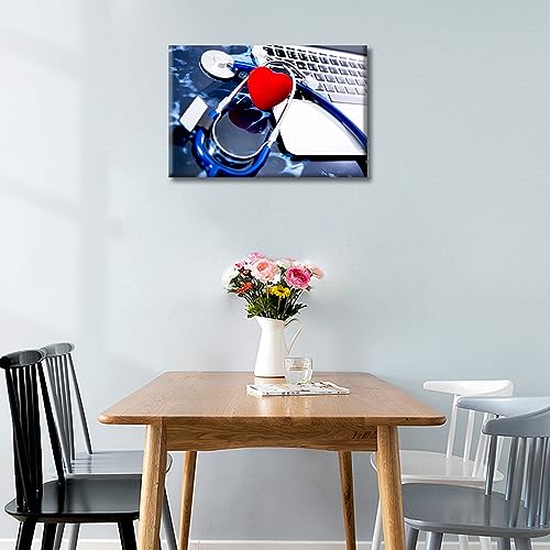 Image of 1 Panels Medical Instrument Wall Painting Medical Stethoscope on Film X-Ray Prints for Wall Decor Laboratory Art Prints Giclee Wooden Framed Gallery-Wrapped Ready to Hang (12 inch Wx18 H)