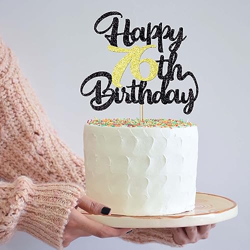 Image of 76th Happy birthday cake topper happy cake decoration 76th birthday party decoration gift plugin (76)