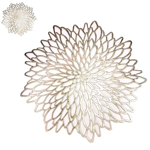 Snowkingdom 1704 Pairs Of 6 Gold Metallic Placemats & Coasters 12 Pcs Matching cover
