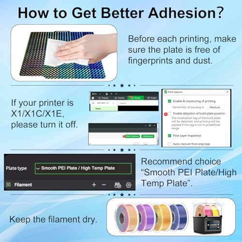Image of IdeaFormer-3D PEY H1H Build Plate for Bambu Lab X2D X1 X1C X1E P1P P1S P2S A1, Smooth Phantom H1H+Rainbow Starry PEY Bed Plate 257x257mm for Bambu Lab 3D Printers Platform