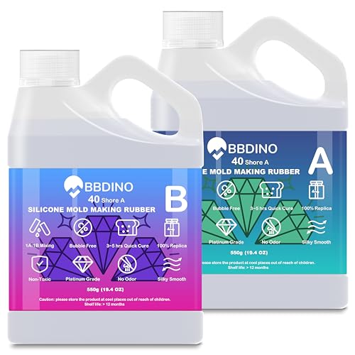 BBDINO Silicone Mold Making Kit 40A High Hardness Liquid Platinum Silicone for Molds Crafting and Silicone Casting Strong Strength Transparent 2.2 Lbs