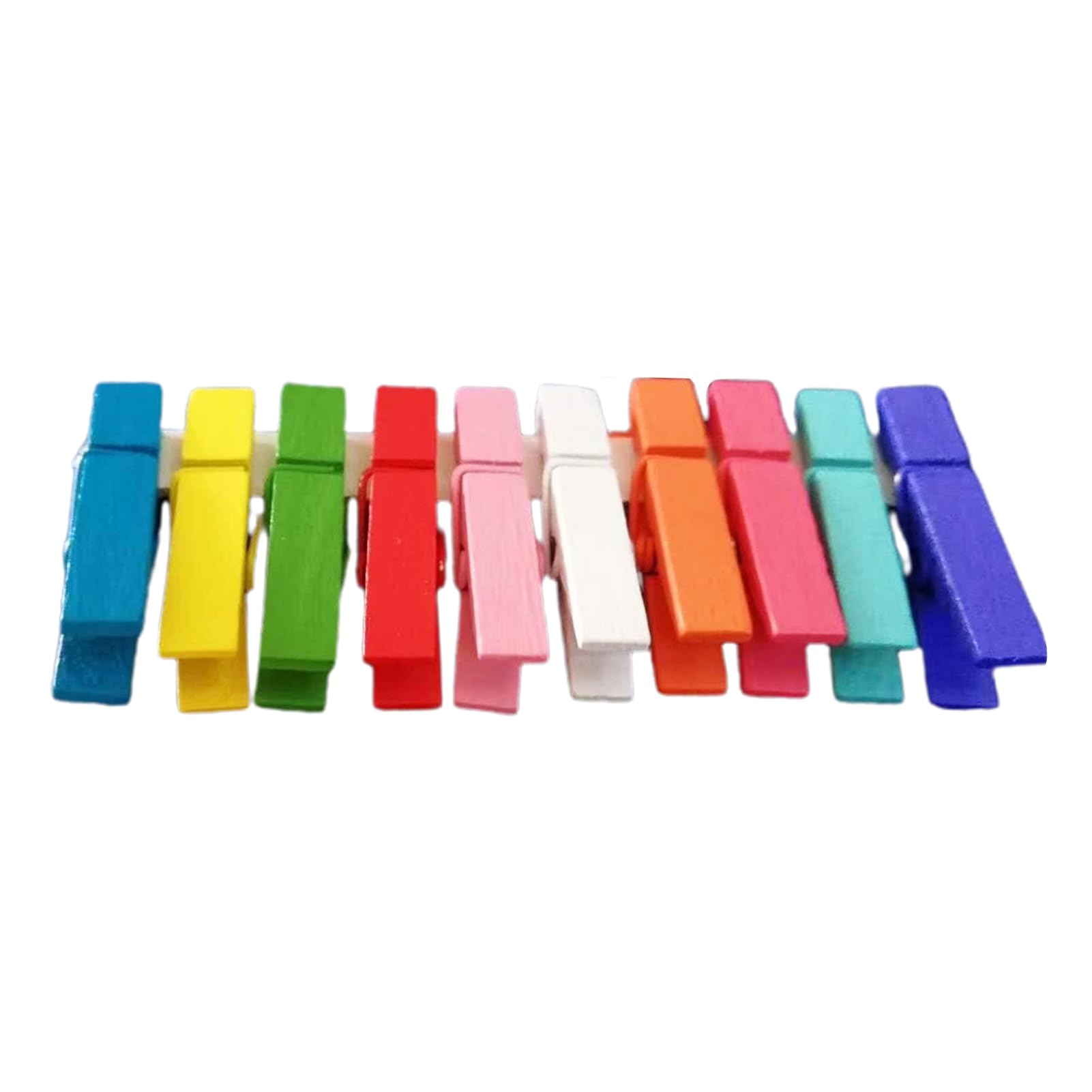Qinlenyan 10pcs Colored Clothes Pins Wooden Clothespins Small Colorful Clothespins,Clothes Pins for Craft and Hanghing Pictures, Laundry Clothing Pegs A