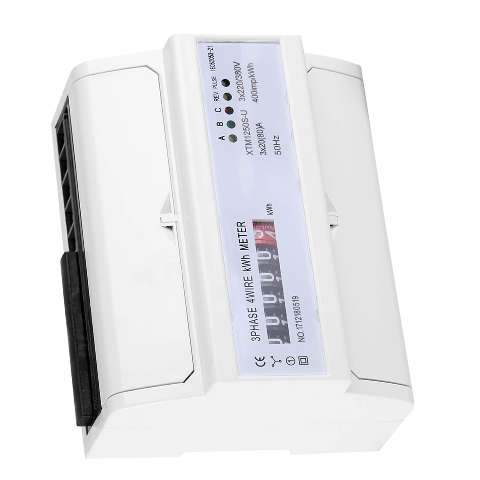 Compteur D'énergie 2 Pièces 4 Fils 3P, Compteur électronique KWh 35mm DIN Wattmètre à 6 Chiffres 50Hz
