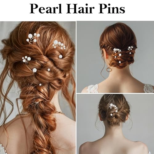 Nogeqi 12 Stück Haarnadeln Perlen, U Förmige Perlenhaarnadel, Elegante Braut Haarschmuck Hochzeit Haarnadel Perlen für Hochzeit Prom Party Brautjungfer Damen