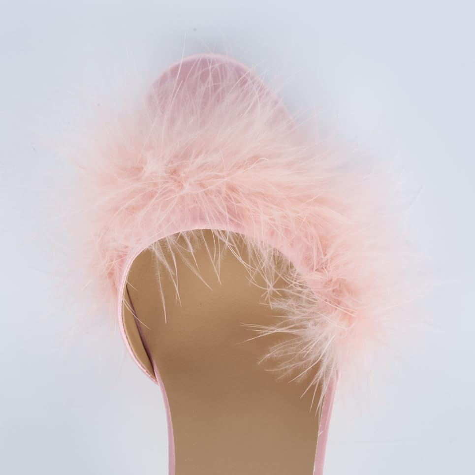 Women Sexy Slipper Cute Fuzzy Heels Furry Kitten Heels for Lingerie Wedding Birthday - Image 4