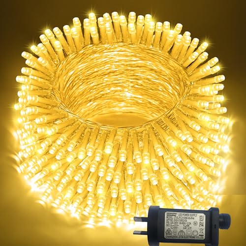 100M/1000 LED Warm White Fairy Lights Christmas String Lights Indoor Outdoor Waterproof, SAA Approved 31V Adapter 8 Lighting Modes, for Outside Tree Bedroom Wedding Party Ceiling Home Decorations