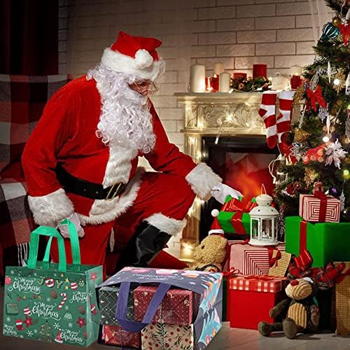 OTMVicor 8 packs Christmas Tote Bags,Reusable Gift Bags with Handles,Waterproof Christmas Treat Bags for Xmas Party