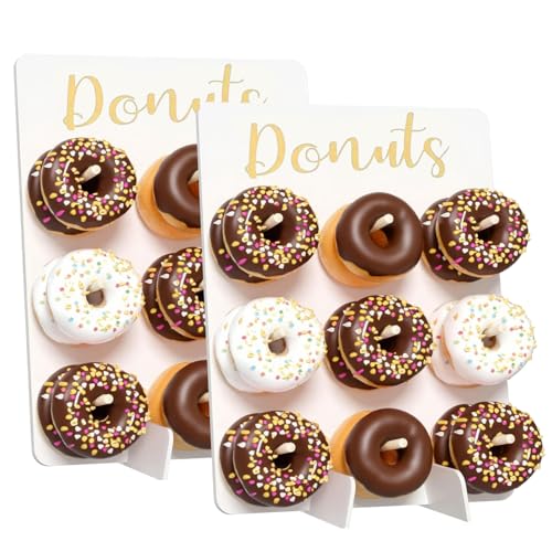 TourKing 2PCS Donut Wall Display Stand,Wooden Donut Wall Stand Wedding Party Decoration Display Board Can Accommodate 18 Donuts, Reusable, Durable