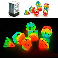 Bescon - Set De 7 Dés D&D Arc-en-ciel Pailleté Avec Licornes - Polyédriques Pour RPG - Translucides