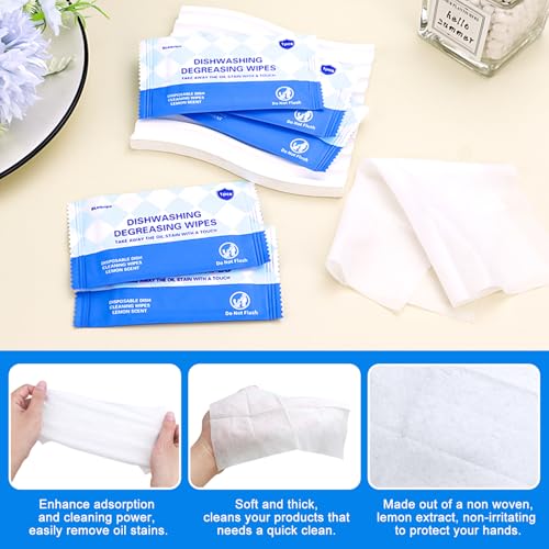 Image of 50 Pcs Dish Cleaning Wipes Individually Wrapped Travel Dish Soap Wipes,Portable Cleaning Wipes Disposable Wipes for Kitchen Outdoor Traveling Camping Quick Clean,Lemon Scent