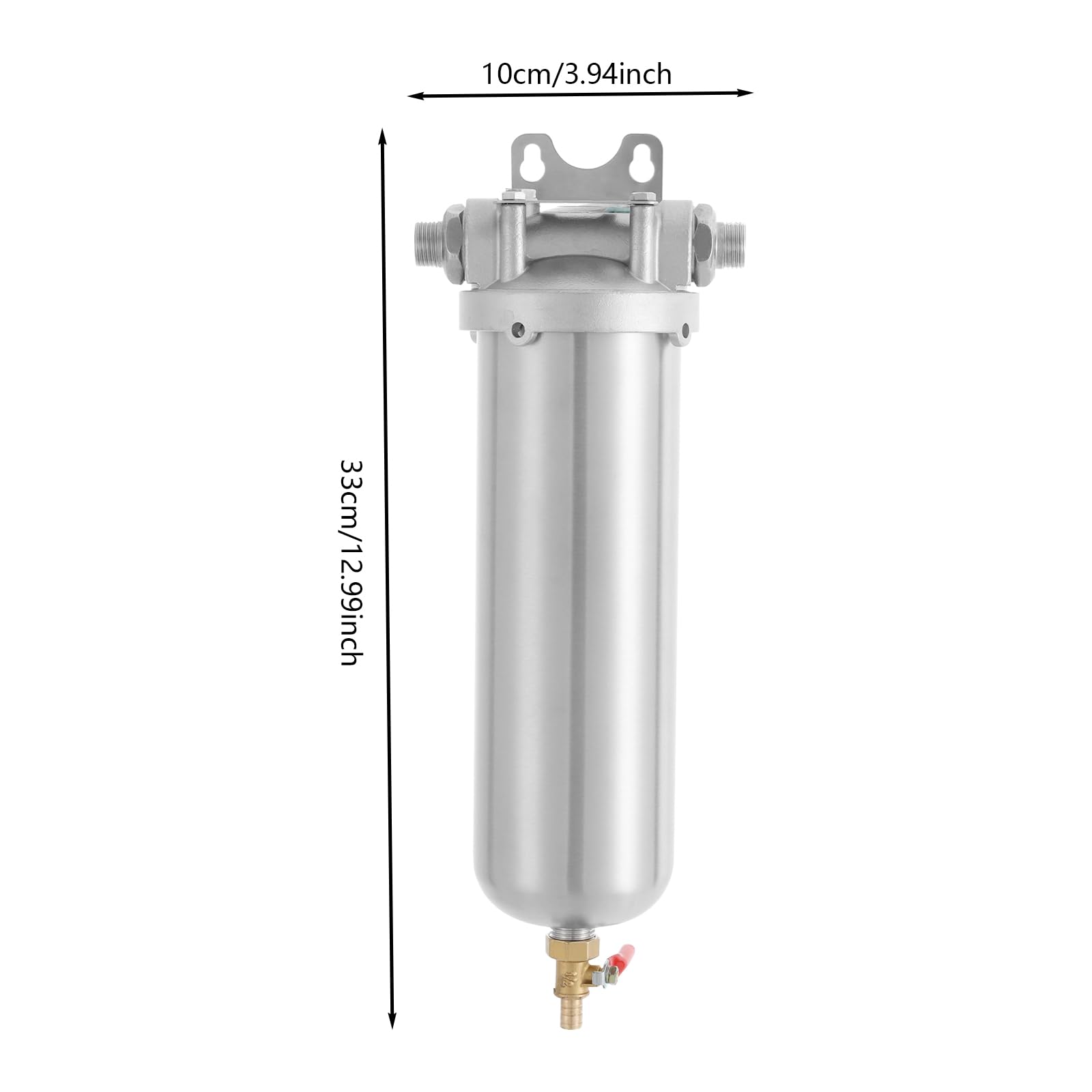 Sistema de Filtrado de Agua Debajo del Fregadero de 8000 L, Filtro de Doble Capa, 33 x 10 cm, Plateado