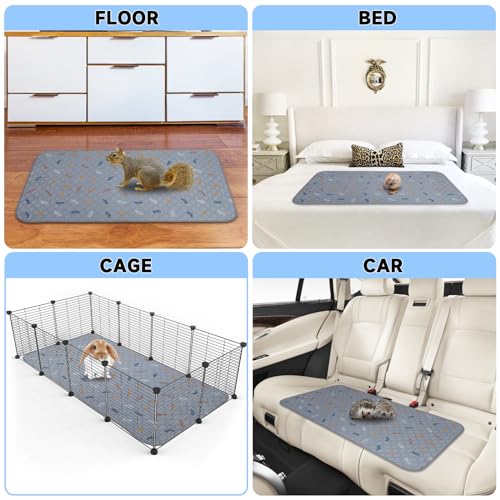 Image of Sunheir 2 Pack Washable Guinea Pig Pee Pads, 24 inch x 48 inch Waterproof Reusable Guinea Pig Cage Liners, Absorbent Bedding Training Mat for Small Animal Guinea Pigs Rabbit Bunny Hamster - Light Grey