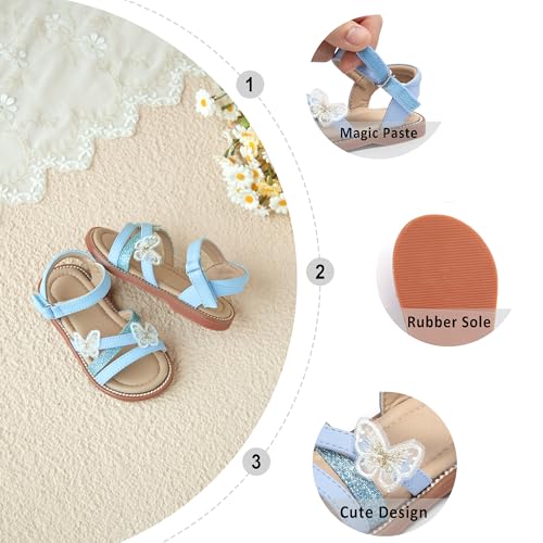 Image of Otter MOMO Girls Open Toe Princess Flat Sandals with Comfort Sole Summer Sandals