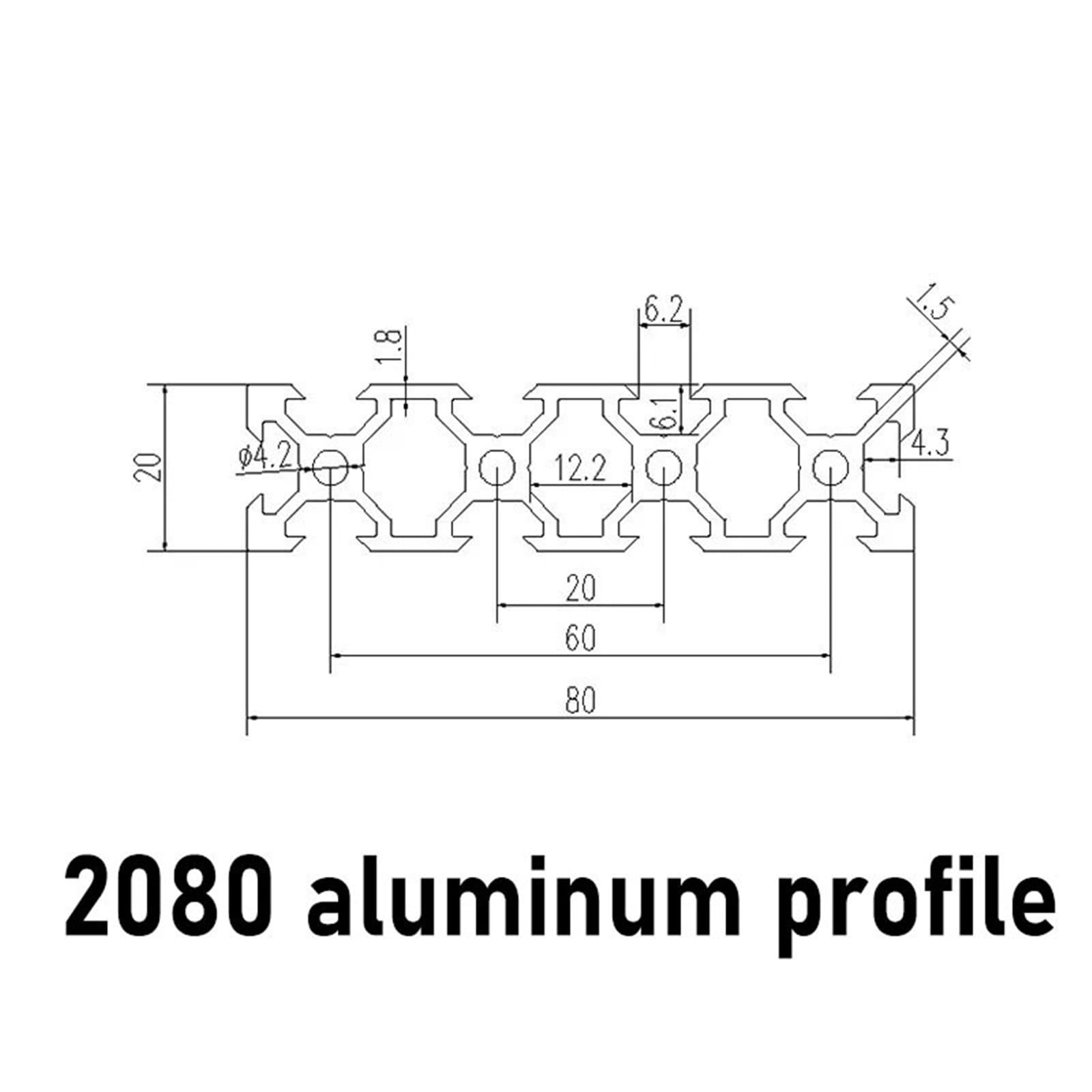 GTPBAO Profilo in alluminio 2080 anodizzato nero con telaio di estrusione a fessura a V for macchina for incisione CNC, lavorazione del legno, mobili fai da te Binario estruso(700mm)