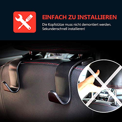 WUJUN 4 Stück Autositz Zurück Haken -Sitz KopfstüTzen Auto Haken für Lebensmittel-Taschen, Handtaschen, Kleidung Tragbare Veranstalter Inhaber